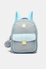 Woven Leather Backpack with Pom-Pom Pendant