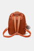 Woven Leather Backpack with Pom-Pom Pendant