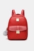 Woven Leather Backpack with Pom-Pom Pendant