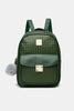 Woven Leather Backpack with Pom-Pom Pendant