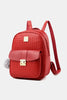 Woven Leather Backpack with Pom-Pom Pendant