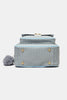 Woven Leather Backpack with Pom-Pom Pendant
