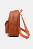 Woven Leather Backpack with Pom-Pom Pendant