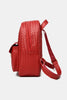 Woven Leather Backpack with Pom-Pom Pendant